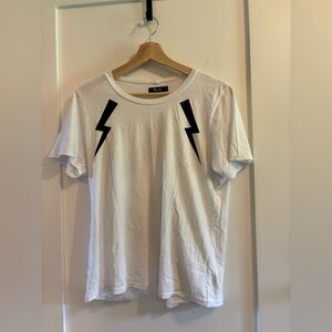 Michael Lauren White Lightning Bolt T-Shirt Size Small